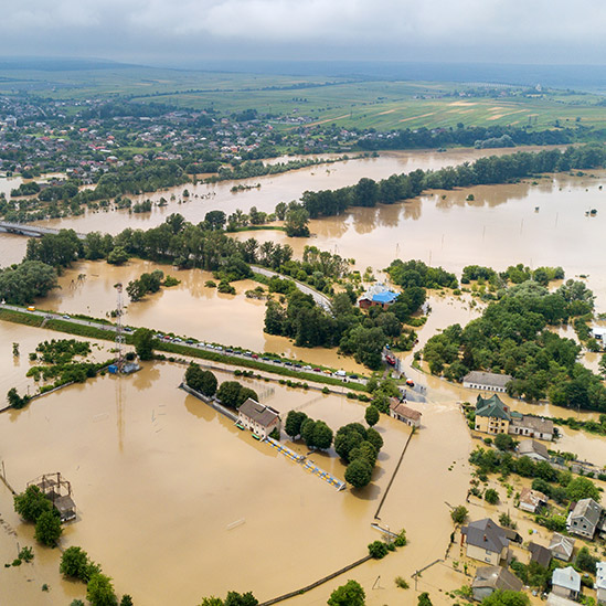 Vista aérea de inundación